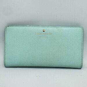 Kate Spade New York Bifold Slim Wallet Mint Green Saffiano Leather Bifold